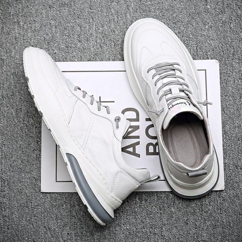 Men's shoes 2022 new summer relaxation Inner heightening white board shoes Summer Breathable Trend 100 hitch for men Little white shoes