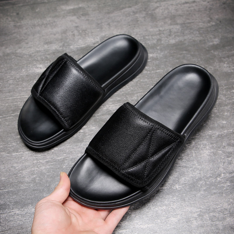 Genuine leather slippers for men's outdoor wear and fashion trends 2021 new summer cool tugs for men's high-end lined sandals