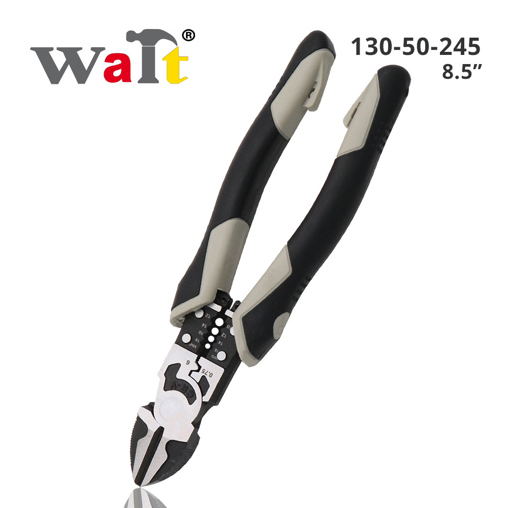 WAIT multi-function nine-in-one oblique nose pliers electrician special multi-function cutting steel wire industrial-grade oblique nose pliers with spring