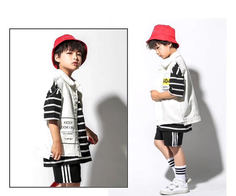Trẻ em nhảy đường phố phù hợp với bé trai hip hop thủy triều mùa thu cô gái nhảy jazz trang phục cho thấy trẻ em vest trang phục quần áo trẻ em hàn quốc