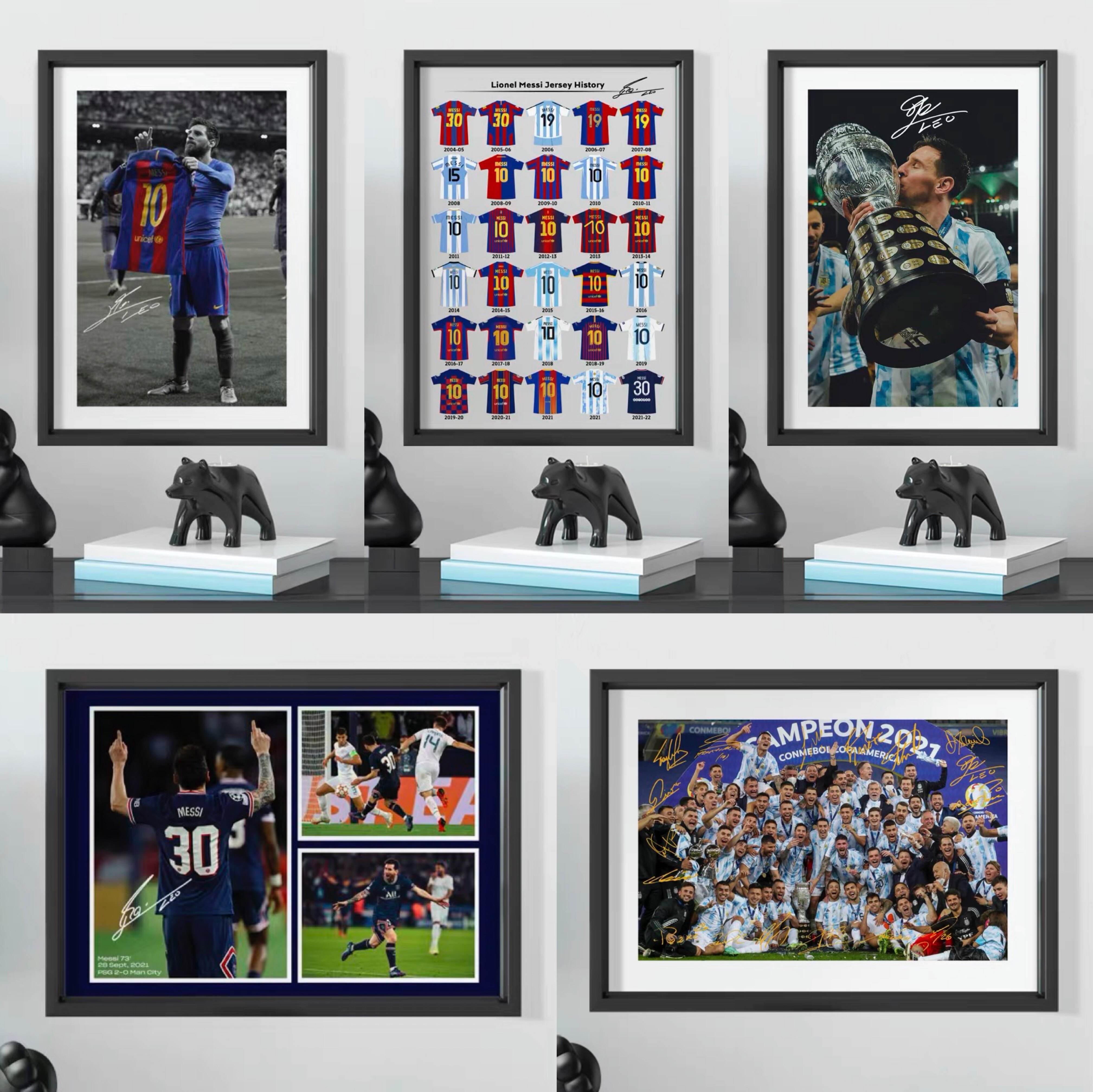 Messi Argentina World Cup signed solid wood frame decorated photo wall gift frame