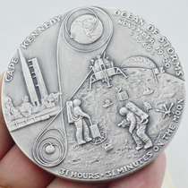 1970 US pure silver commemorative medal of Apollo  lunar landing with exquisite relief distribution original box