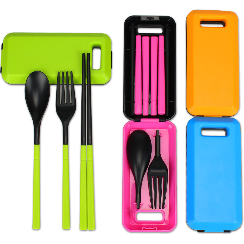 Outdoor Folding Chopsticks Cutlery Box Travel Portable Multifunctional Travel Chopsticks Spoon Fork Set Camping Supplies