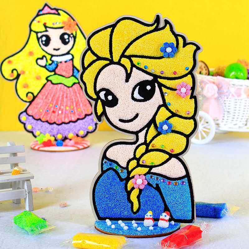 Wood Board Snowflake Clay Painting Pearl Clay Clay Painting Children Diy Handmade Girl Eva Clay Clay Painting