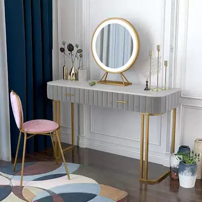 Light luxury marble dressing table modern bedroom makeup Taipei European Net red small apartment simple beauty table with light mirror