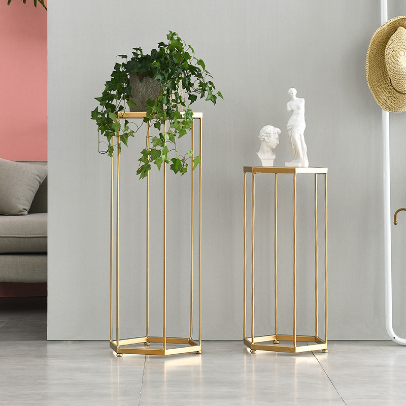 Living room marble flower shelf ornaments light luxury Nordic Golden kudzu plant pot stand indoor floor decoration shelf