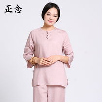 Mindfulness linen spring summer yoga suit female meditation cushion suit
