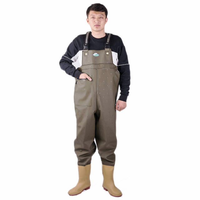 Thickened one-piece rain boots water pants waterproof pants planting boots  rain boots fishing boots fishing