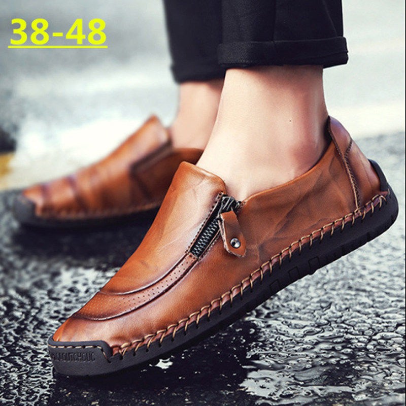 Men's casual shoes large size 45 widened 46 plus fertilizer 47 plus size 48 foreign trade leather shoes hand sewing soft leather 49