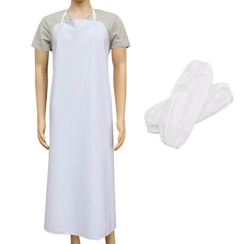 Also waterproof and greaser PVC (apron sleeve white) Anti-fouling short length version for men and women Kitchen Labor apron