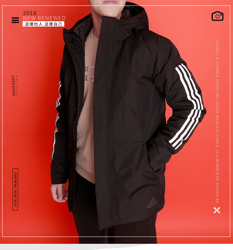 Adidas 18 mùa đông mới cotton nam ba áo khoác ấm áp CY8624 CW7564 DZ7575 - Quần áo độn bông thể thao áo phao nữ hàng hiệu