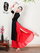 Belly dance practice suit Summer mesh cheongsam top Wide leg pants suit Chinese Oriental classical dance rhyme yarn clothes elegant