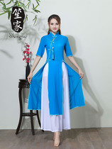 Classical dance practice dress Body rhyme yarn dress long Chinese style body elegance Performance Cheongsam dance dress summer