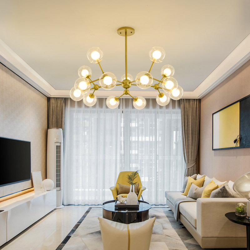 Nordic New Living Room Light Creative Personality Branch Dining Room Lamp Postmodern Minimalist Bedroom Tree Fork Glass Ball Chandelia