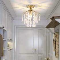 Light and luxurious crystal Entrance Light Aisle Light Corridor Genguan Modern Minima Balcony Light Cloakroom Full Copper suction light