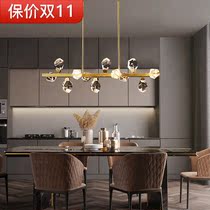 Nordic restaurant chandelier all copper crystal long strip creative lamps modern simple light luxury compound building Living Room bar lamp