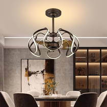 Ultra thin suction top fan light rear modern dining room ceiling fan lamp Nordic light lavish and leafless frequency conversion mute electric fan chandelier
