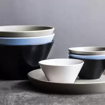 Nordic ceramic bowl home noodle bowl student eating bowl creative salad bowl big soup bowl hipster simple noodle bowl