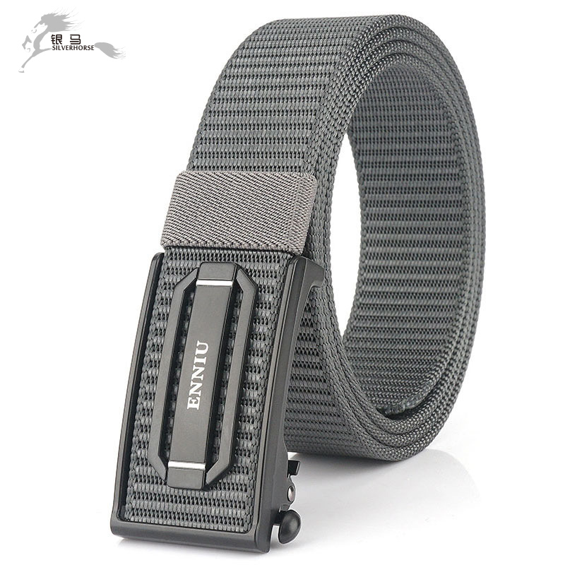 2021 new fashion canvas belt men's trendy automatic buckle wild trend sports leisure breathable nylon belt