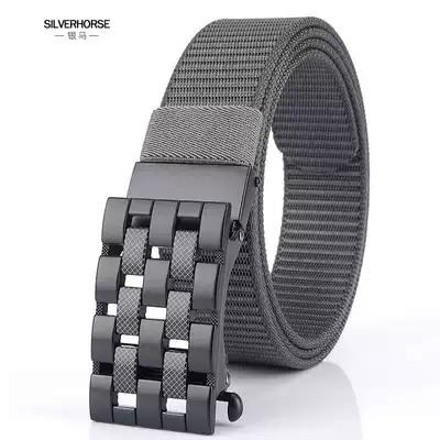 Tide automatic buckle belt nylon belt smooth buckle business Youth belt men Korean version of Chao Men's casual pants belt