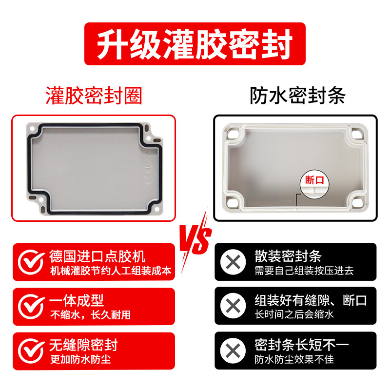 Junction Box with Terminals, Outdoor Plastic Waterproof Industrial Power Distribution Transfer Box, Sealed Three-Way Inlet and Outlet Terminal Box