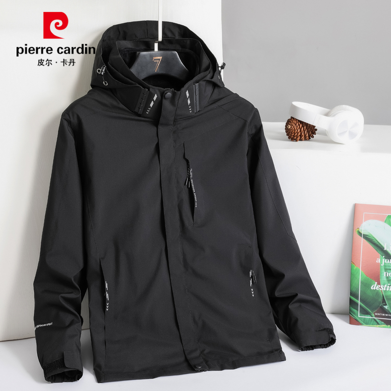 Pierre Cardin Men's Jacket, Spring and Autumn Three-In-One Detachable, Autumn and Winter Fleece-Lined, Thickened, Windproof Jacket
