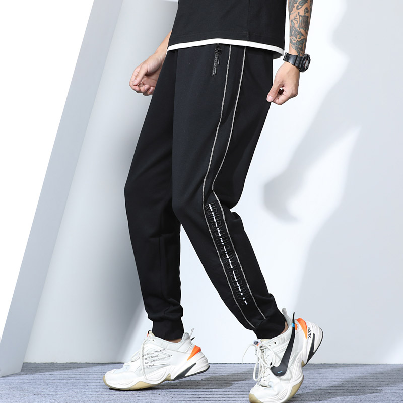 Large-code của nam giới thời trang hợp thời trang chất béo mỡ sweatpants lỏng mỡ đen tăng bó kẹt thêu quần tây giản dị