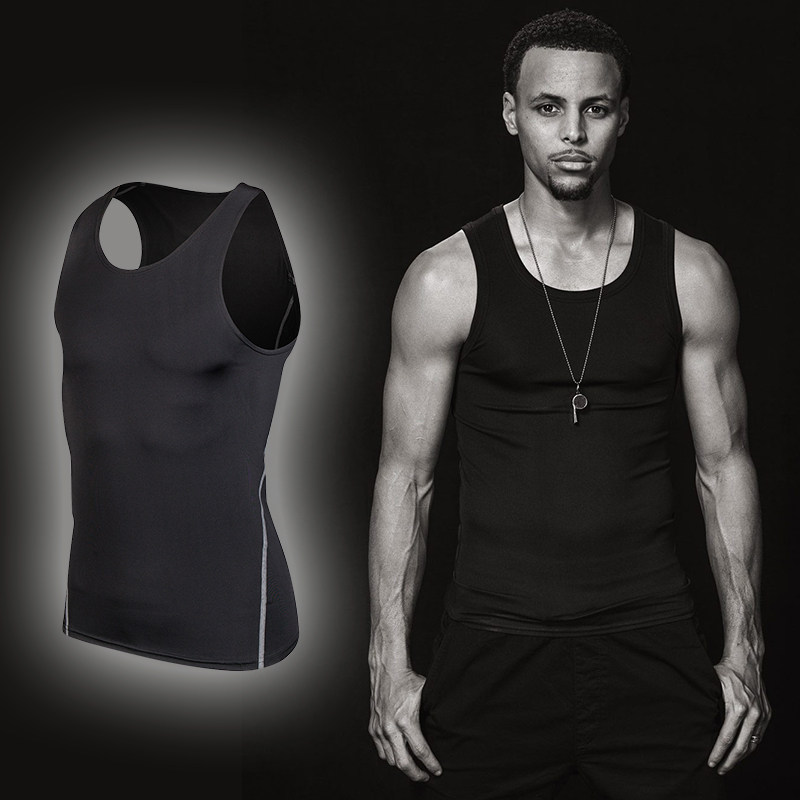Tight sports vest men's waistband basketball sleeveless T-shirt pants High elastic sweat-absorbing quick-drying running training fitness clothes