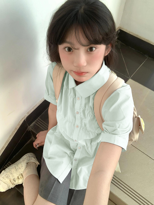 Mambo Mint Green Top Jk Uniform Set for Women Summer College Style Short-Sleeved Shirt Short Skirt Petite Two-Piece Set