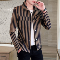 Chunqiu jacket men's coat thin-spaper handsome casual autumn outfit 2020 new Korean version of the trend striped top