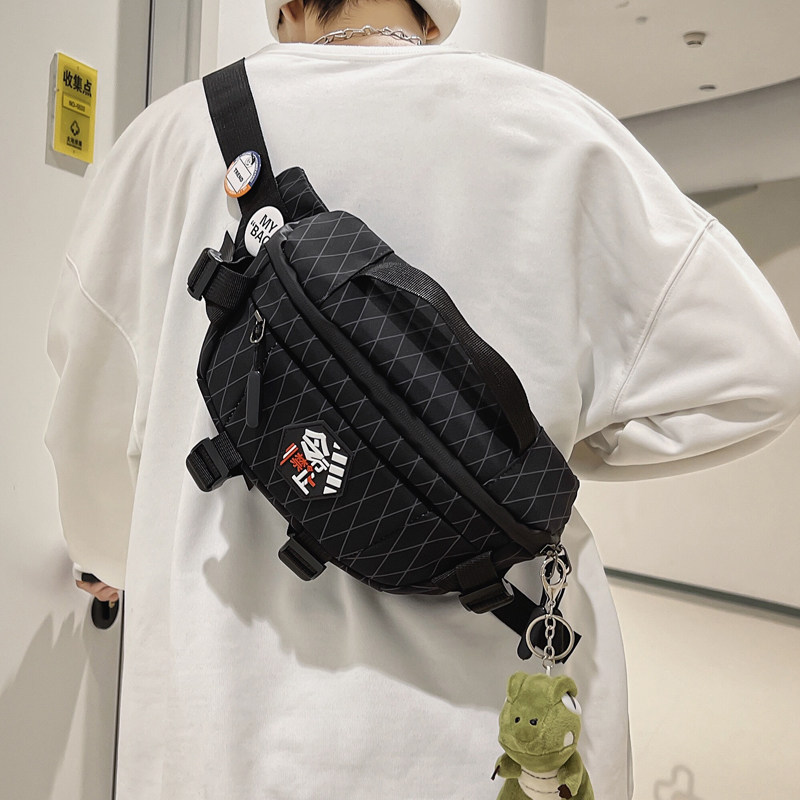 ins tide men's chest bag student sports casual shoulder bag new purse 100 lap day system single shoulder bag skewed satchel