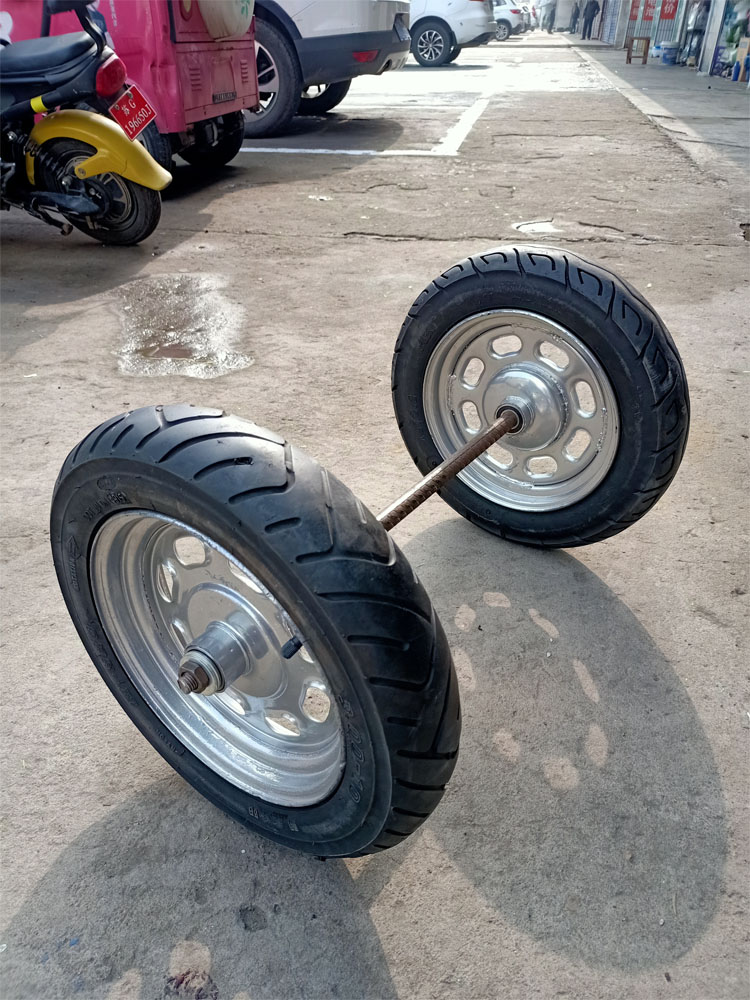 Hand trolley wheels with shaft trolley Tiger car wheels Two wheels with shaft Hiking cart Inflatable big wheels