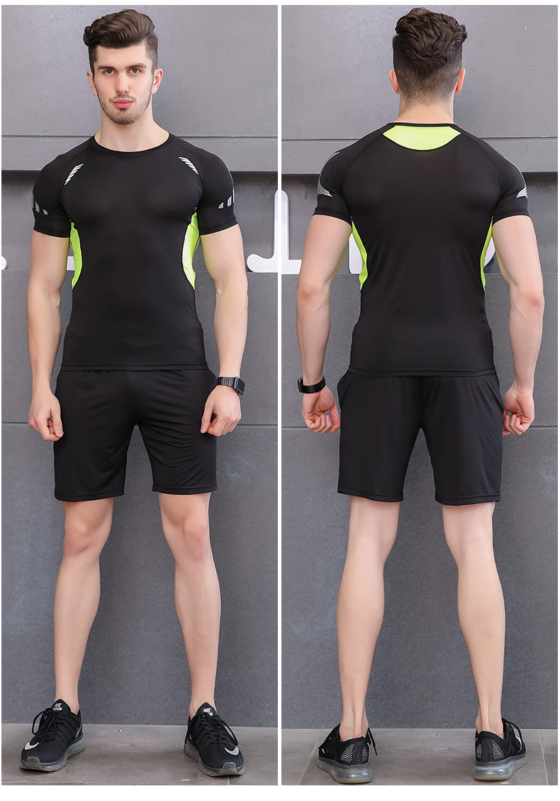 Thể dục quần áo của nam giới nhanh chóng làm khô ngắn tay tight-fitting chạy phù hợp với nam giới mùa hè phòng tập thể dục đào tạo thể thao quần áo áo ngực tập gym