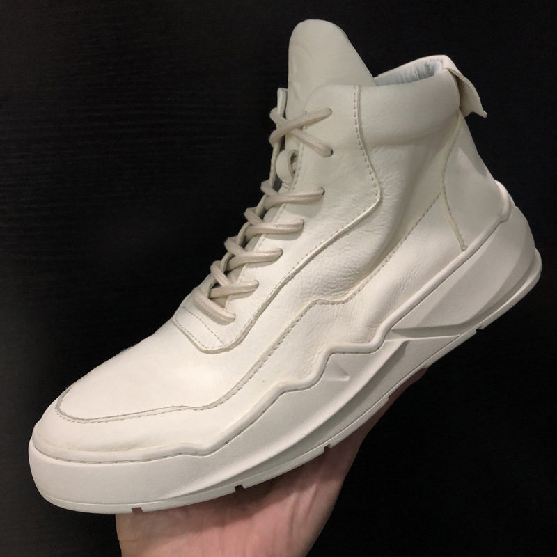 Tide brand high tube leather small white shoes Korean version of the trend board shoes men's casual thick bottom hip-hop street fashion men's shoes