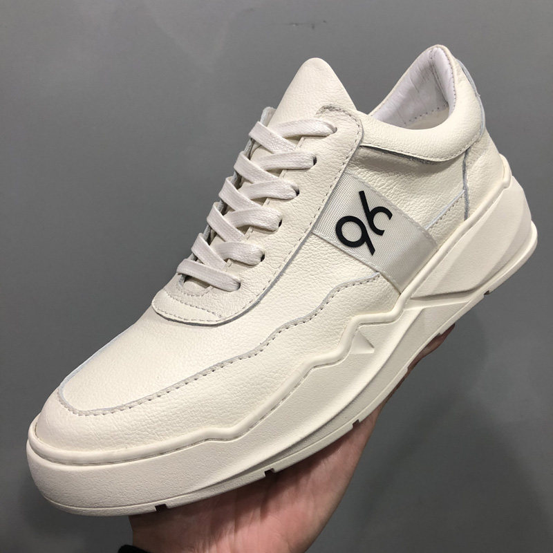 Clearance European station cowhide tide brand Japanese soft-soled men's shoes low-top thick bottom shoes leather small white shoes Korean version of the trend