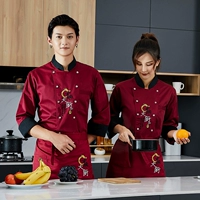DZS китайский шеф -повар красные длинные рукава+фартук