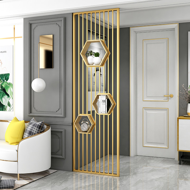 Nordic screen partition light luxury creative into the wrought iron decoration dining room entrance stainless steel small apartment type skeleton wall