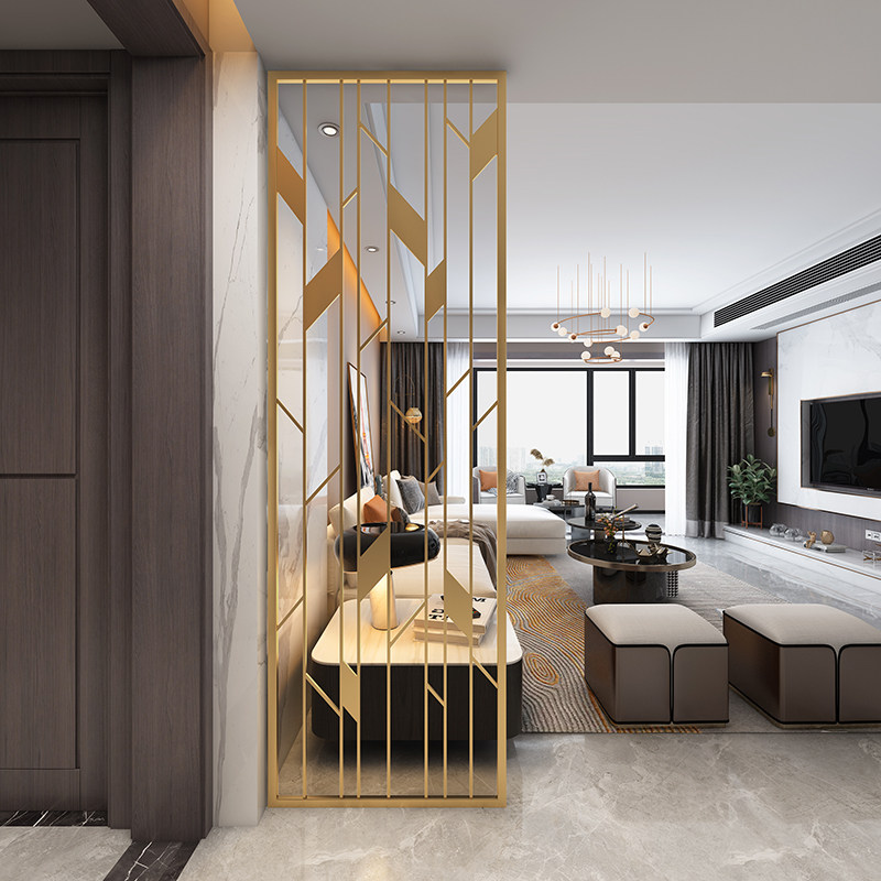 Nordic light extravaganza Outdoor Iron Art Screen Dining Room Genguan Partition Stainless Steel Decoration Office Metal Hollowed-out Wall