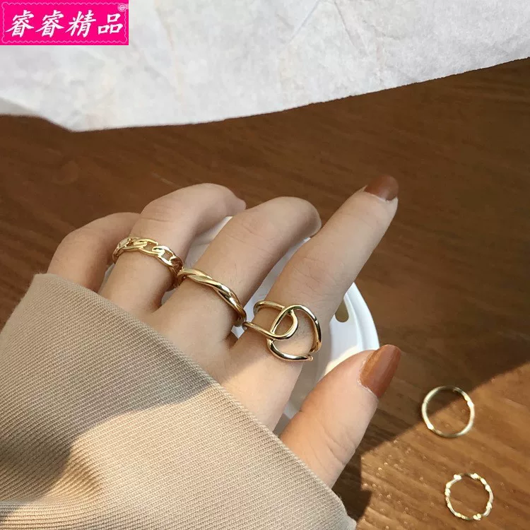 Black Knuckle Ring Set, Creative Multi-Style Alloy Joint Rings, Simple 6-Piece Kit