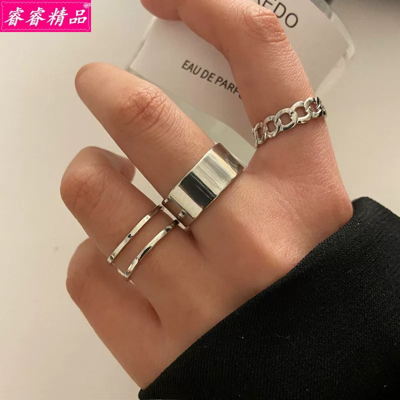 Black Knuckle Ring Set, Creative Multi-Style Alloy Joint Rings, Simple 6-Piece Kit