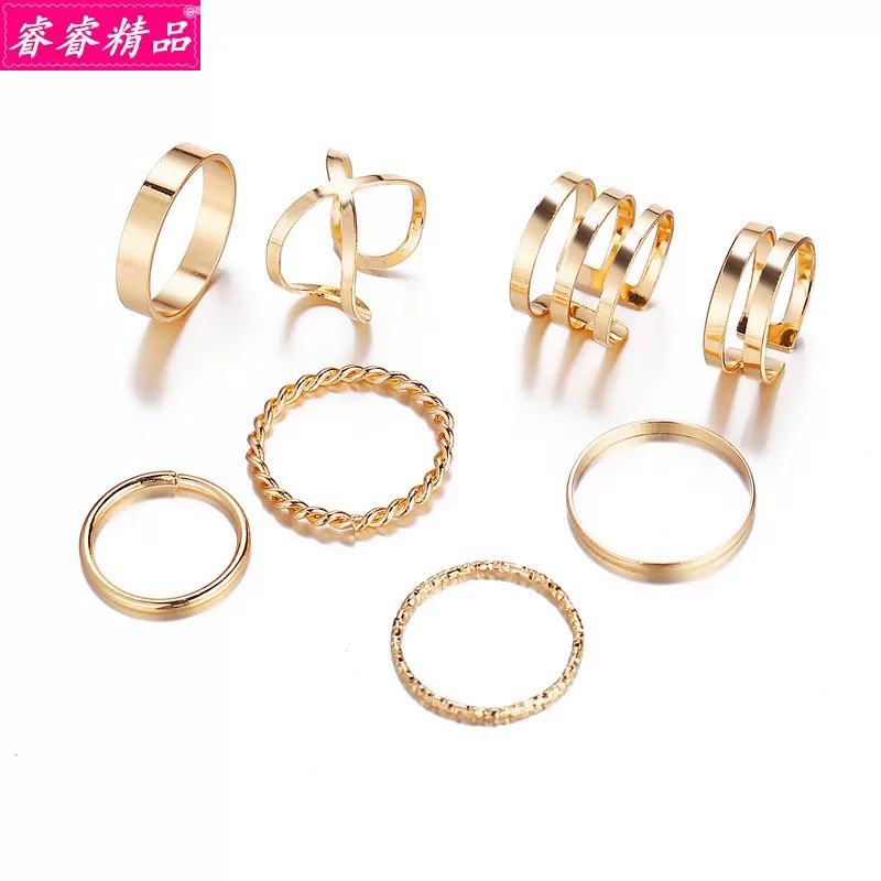 Black Knuckle Ring Set, Creative Multi-Style Alloy Joint Rings, Simple 6-Piece Kit