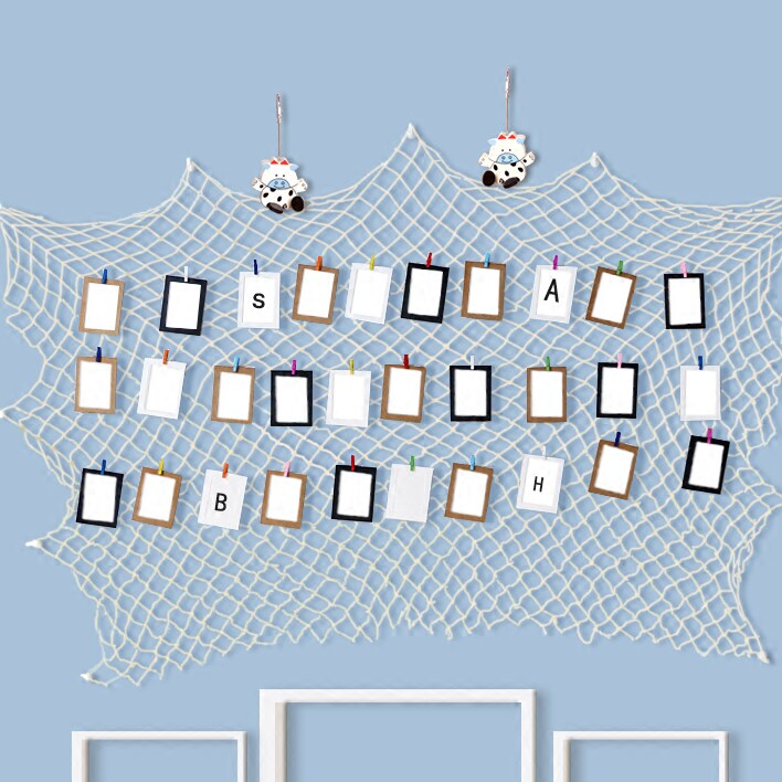 Nordic Photo Wall Decorated Photo Clamp Piece Rope Fish Net Background Wall Wall Creative DIY