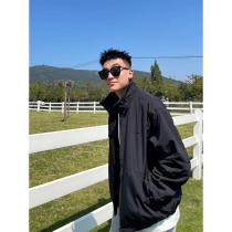 SANBAI three hundred autumn and winter black jacket mens ruffian handsome retro mens fleece jacket loose casual top