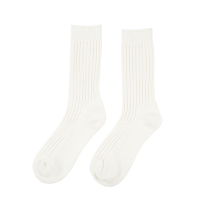 SANBAI Sanbai socks mens tide brand simple white sports ribbed socks knitted stacking couple stockings