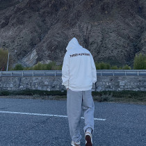 SANBAI Sanbai 450g heavy-duty leggings sweatpants gray cotton loop drawstring sports pants mens casual straight trousers