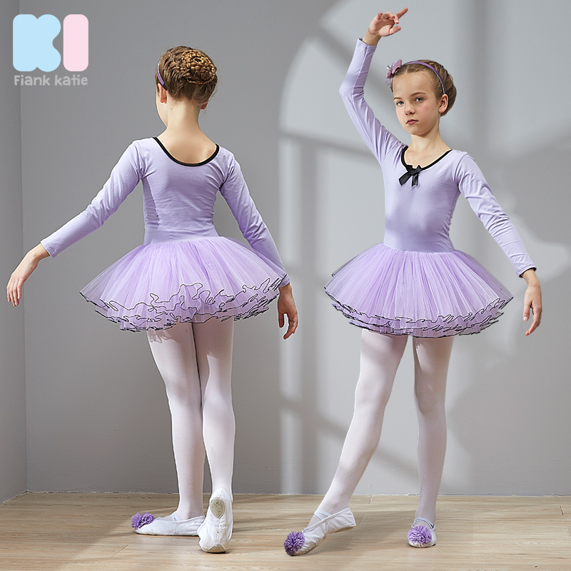KI Autumn Long Sleeve Children Dance Costumes Girls Rehearsal For Young Children Ballet Dresses Chinese Dance Dresses Out of dress