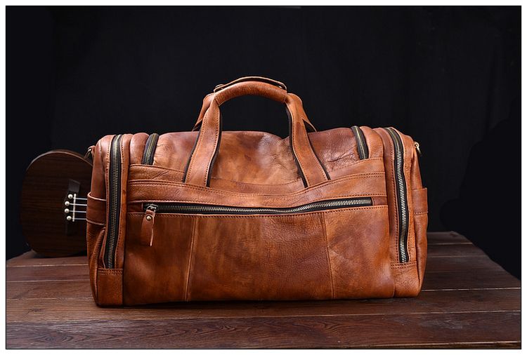 Túi xách da duffel nam Retro công suất lớn da tập thể dục túi du lịch ngắn chuyến du lịch thủy triều - Túi du lịch túi da du lịch