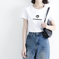 Day Ensemble Light Extravagant Dress 2022 Summer New Blouse Pure Color Round Collar Short Sleeve Pure Color Embroidered Female minimalist T-shirt asd