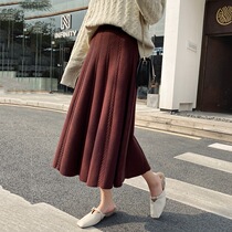 Knitted skirt womens skirt winter with sweater in autumn and winter long waist-covered skirt slim a-shaped half skirt