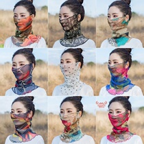 Scarf 2021 spring new collar Net red Sunscreen Face mask face mask thin fashion veil hanging ear